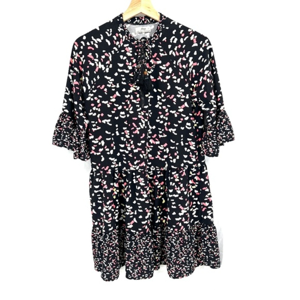 Maaji flowly beauty colorful ruffle tunic black flirty confetti swim coverup M